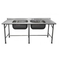 PIA INOX 2400X650X900 COM 2 CUBAS  